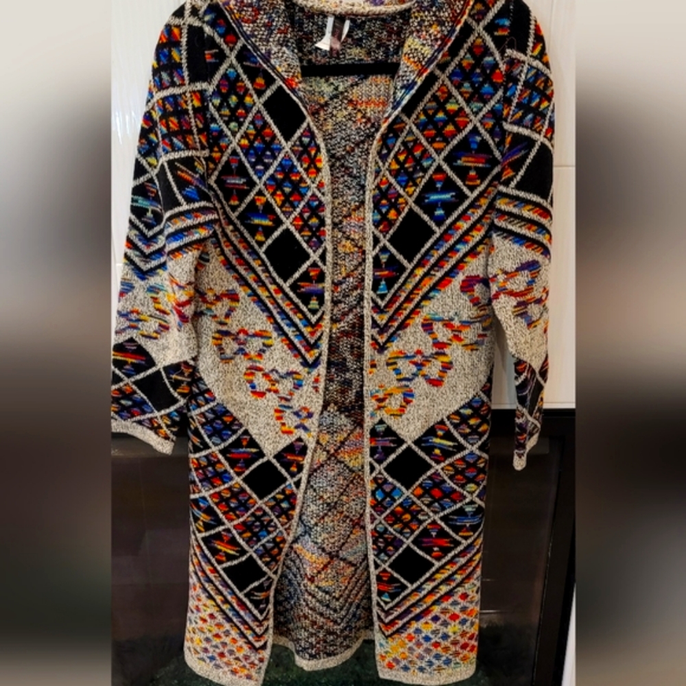 Women’s Pinklicious Long Hooded Open Cardigan Size M